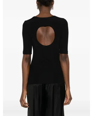 Fabiana Filippi カットアウト細リブTシャツ ブラック - サムネイル4