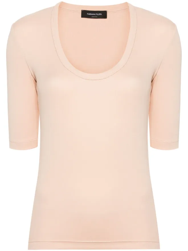 Fabiana Filippi Fabiana Filippi ビーズトリム ストレッチコットン トップ - ピンクの商品画像