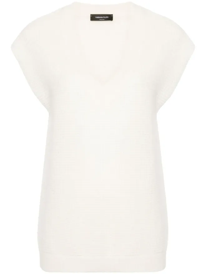 Fabiana Filippi Fabiana Filippi Vネック ニットベスト - ニュートラルカラーの商品画像