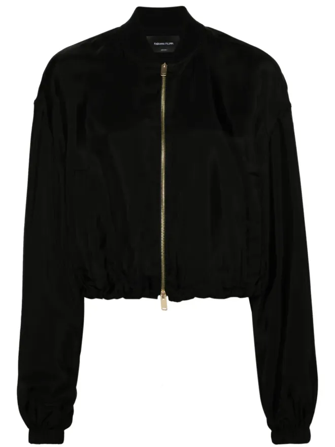 Fabiana Filippi Fabiana Filippi ジップド サテン ボンバー ジャケット ブラックの商品画像