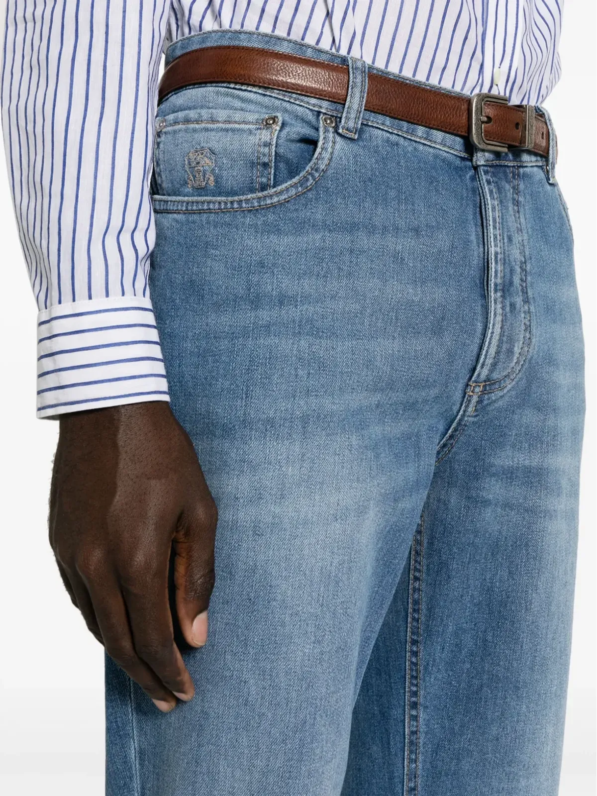Brunello Cucinelli ミッドライズ スリムジーンズ ブルー - 画像5