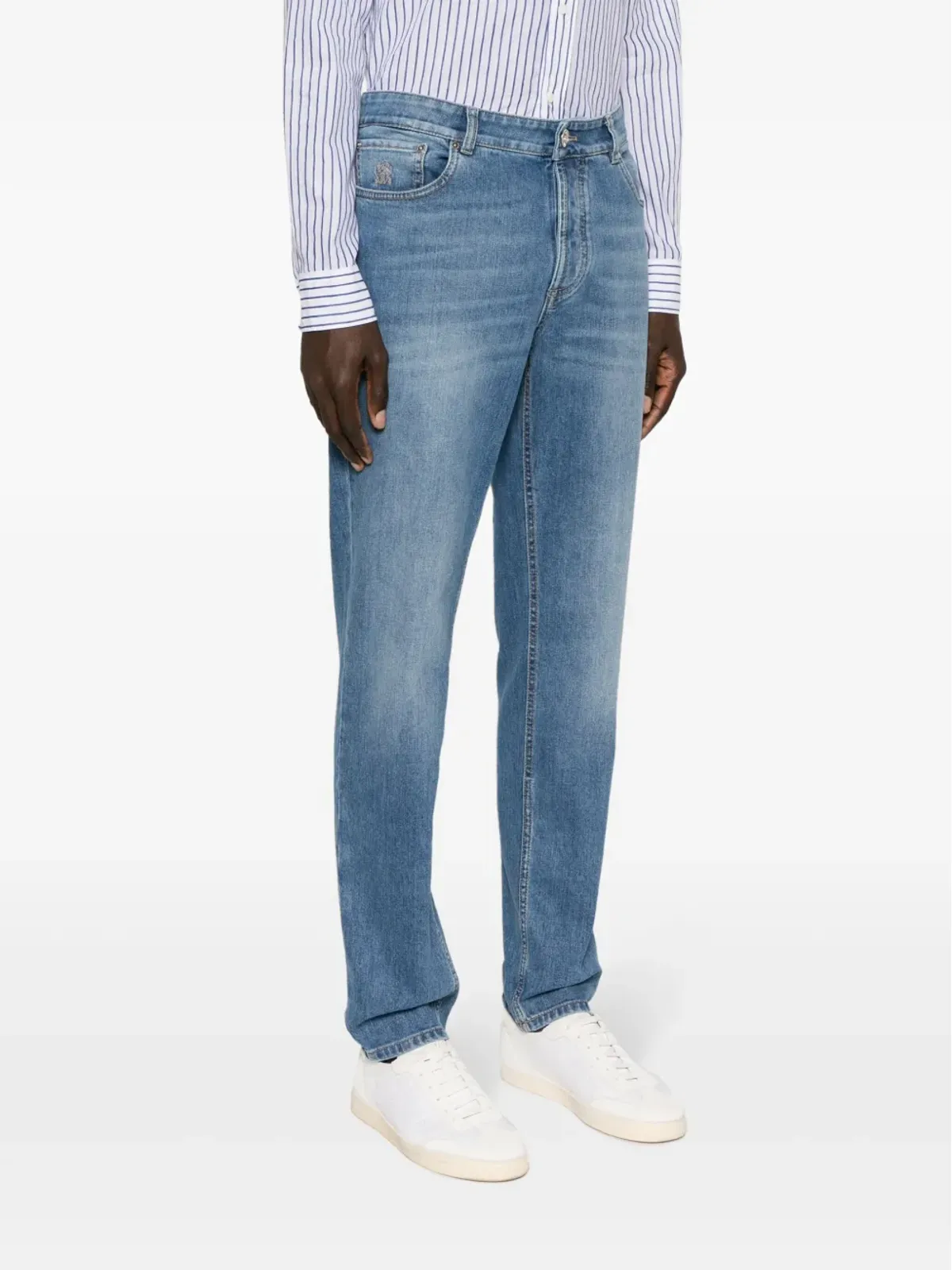 Brunello Cucinelli ミッドライズ スリムジーンズ ブルー - 画像3