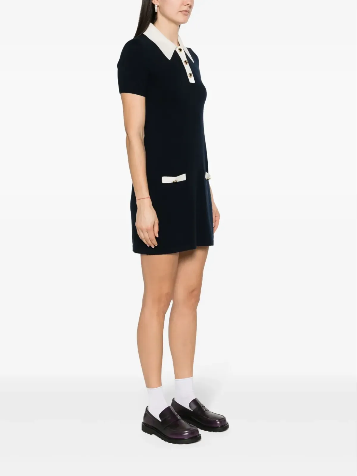 Miu Miu 細密編みのカシミヤドレス - ブルー - 画像3