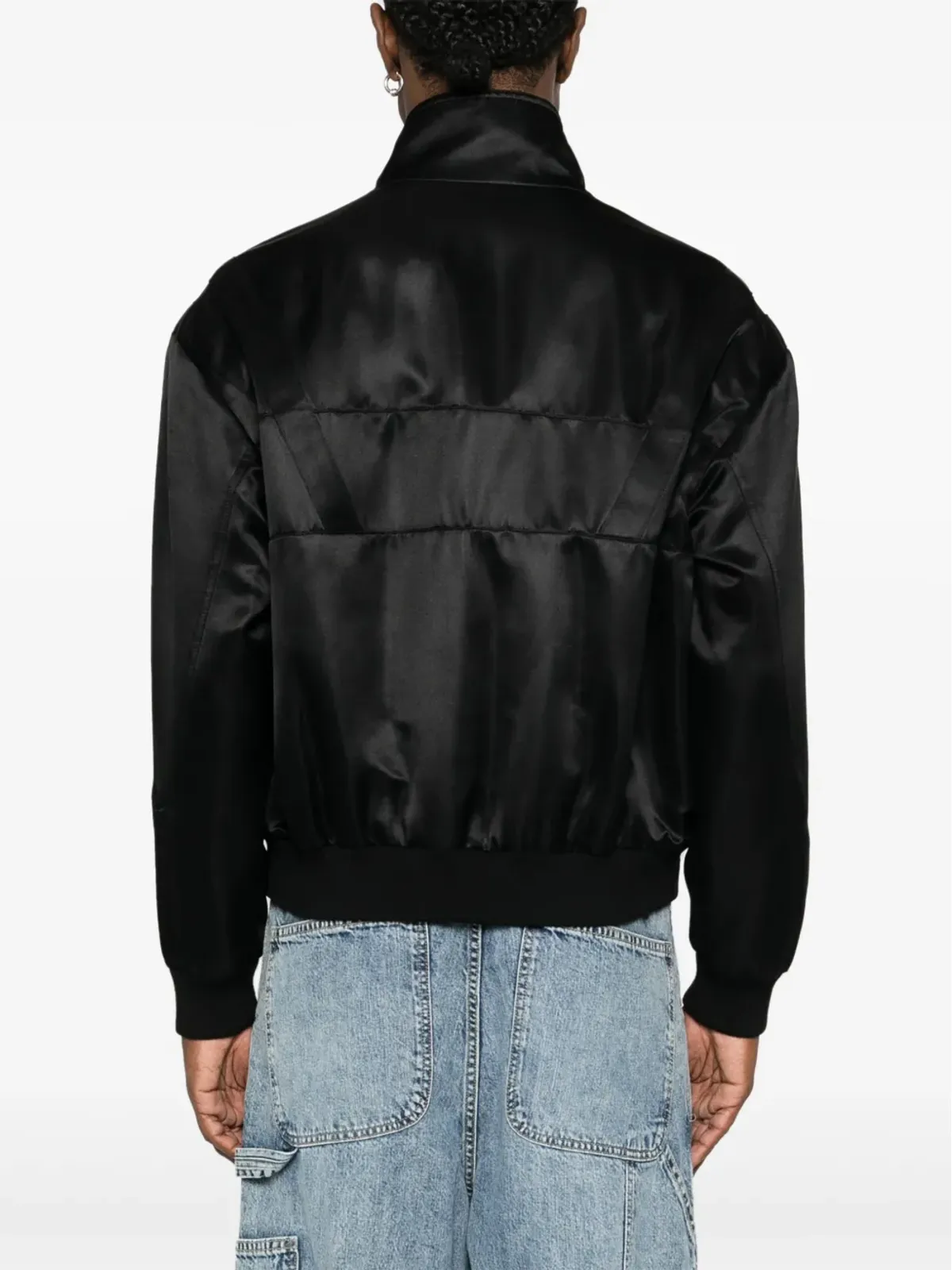 Saint Laurent ロゴ刺繍サテンボンバージャケット - ブラック - 画像4