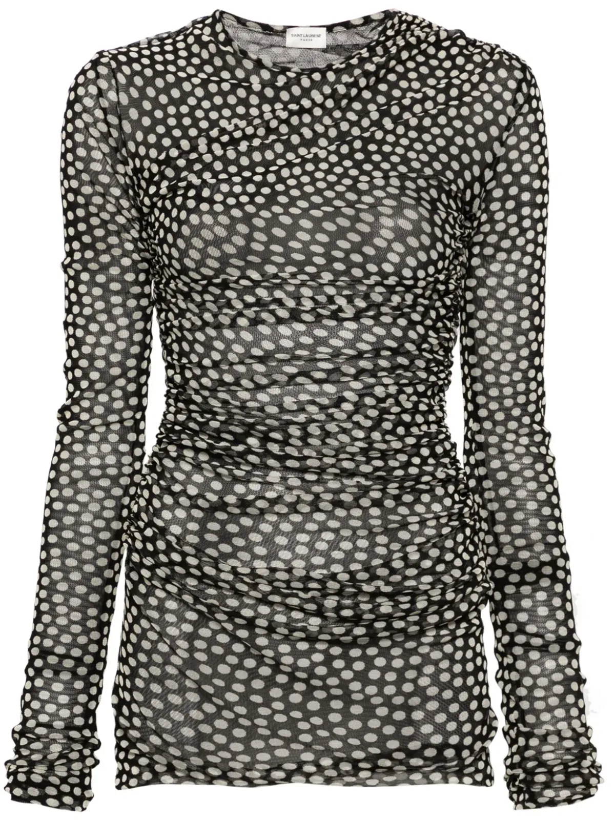 Saint Laurent ポルカドット チュール ミニドレス ブラック - 画像1