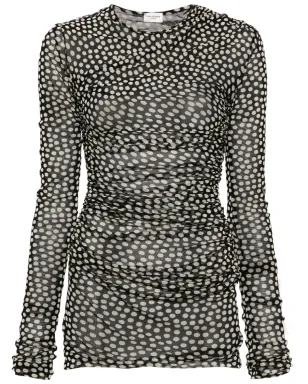 Saint Laurent ポルカドット チュール ミニドレス ブラック - サムネイル1
