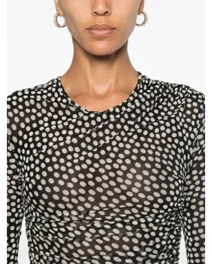 Saint Laurent ポルカドット チュール ミニドレス ブラック - サムネイル5