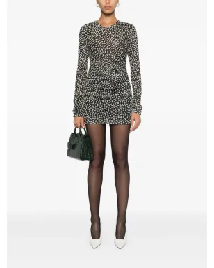 Saint Laurent ポルカドット チュール ミニドレス ブラック - サムネイル2