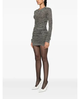 Saint Laurent ポルカドット チュール ミニドレス ブラック - サムネイル3