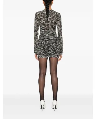 Saint Laurent ポルカドット チュール ミニドレス ブラック - サムネイル4