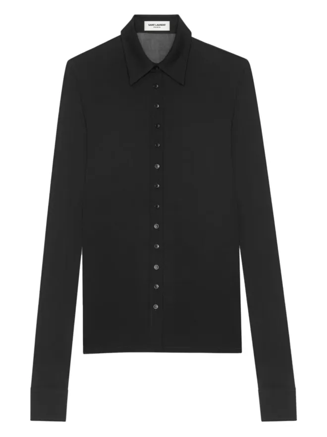 Saint Laurent Saint Laurent スプレッドカラー ロングスリーブシャツ - ブラックの商品画像