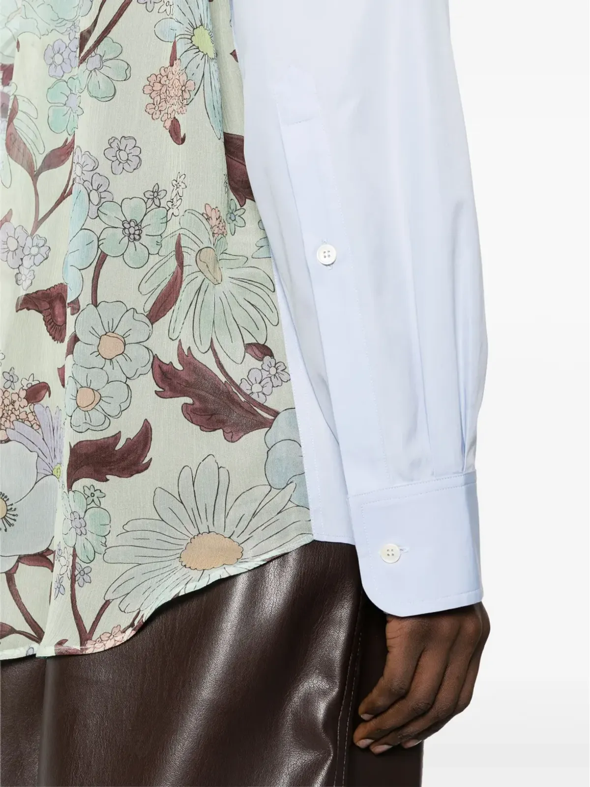 Stella McCartney ストレートポイントカラー パネルドシャツ ブルー - 画像5