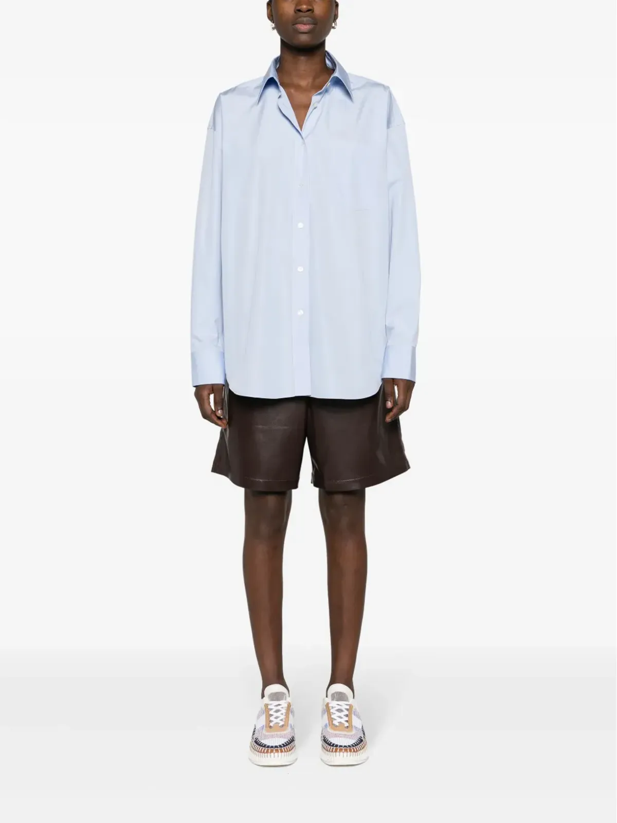 Stella McCartney ストレートポイントカラー パネルドシャツ ブルー - 画像2
