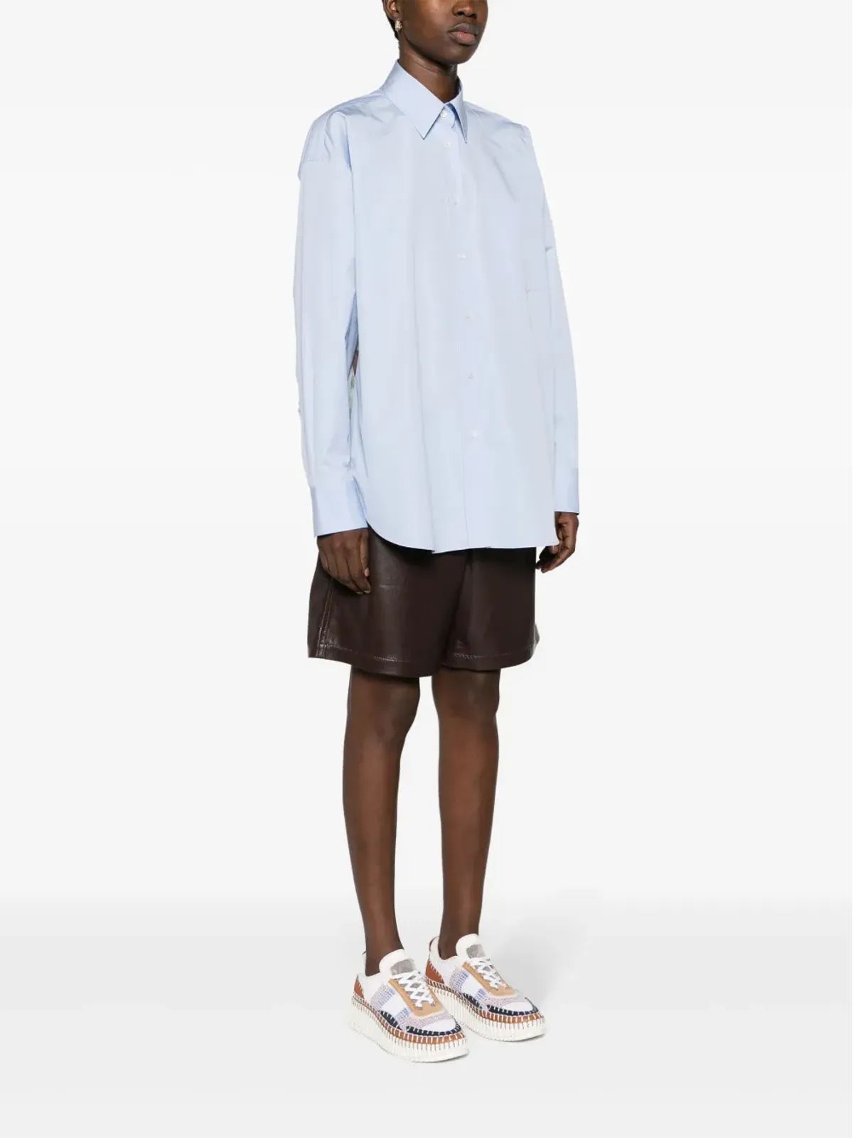 Stella McCartney ストレートポイントカラー パネルドシャツ ブルー - 画像3