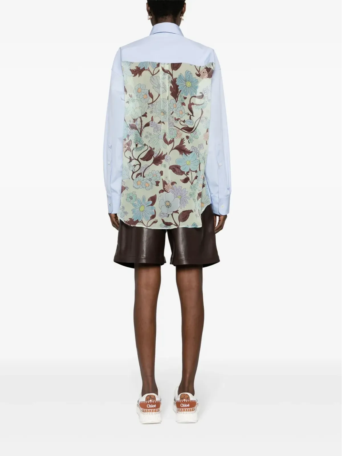 Stella McCartney ストレートポイントカラー パネルドシャツ ブルー - 画像4