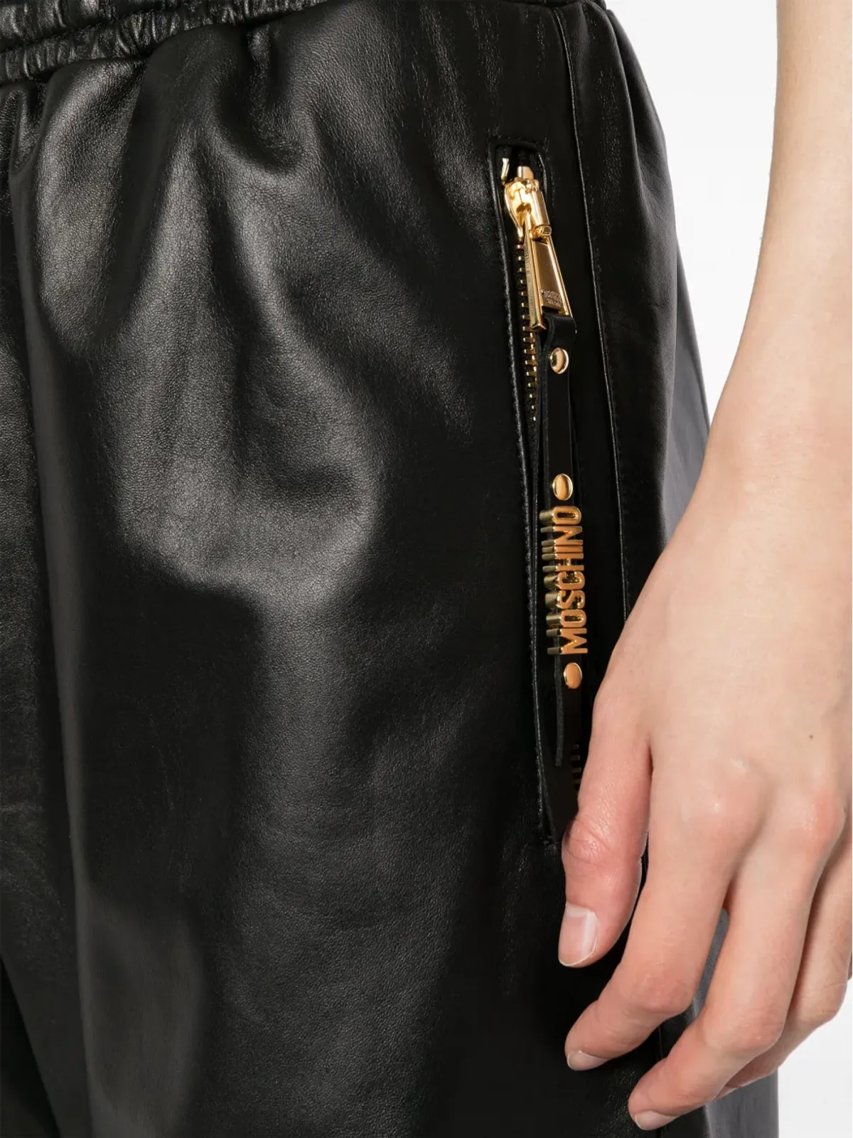 Moschino クロップドレザートラックパンツ - 画像5