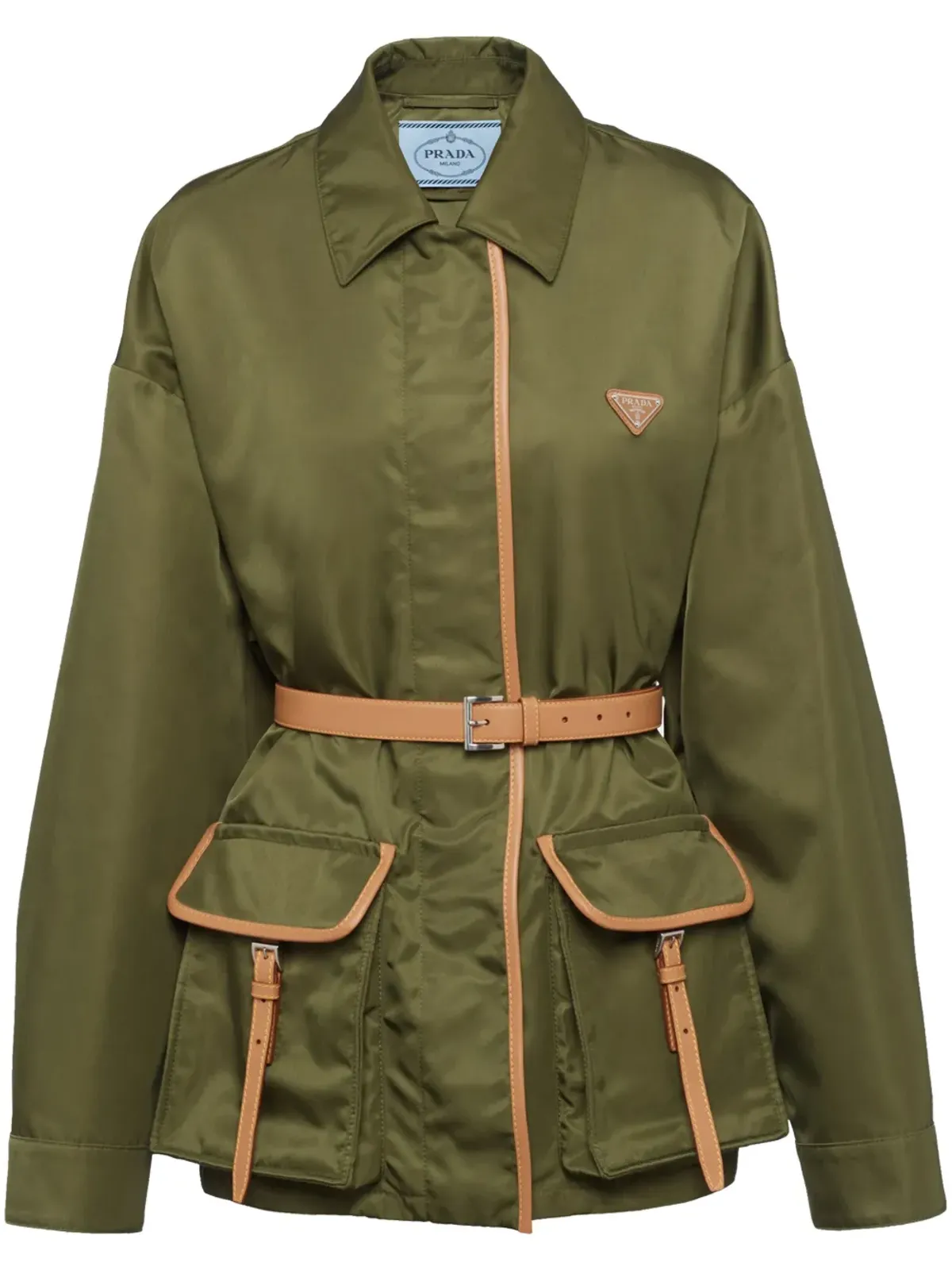 Prada Re-Nylon ベルト付きジャケット グリーン - 画像1