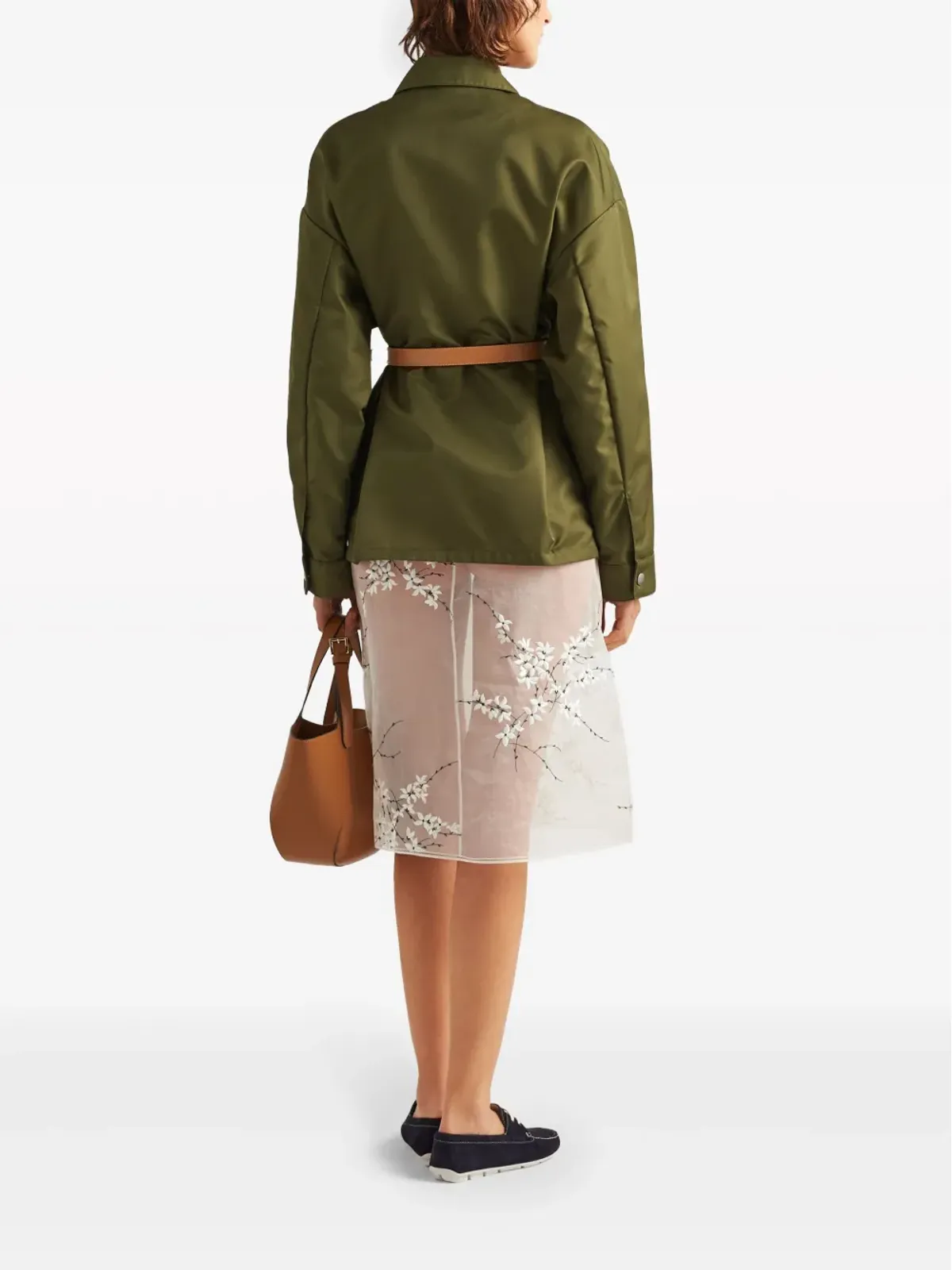 Prada Re-Nylon ベルト付きジャケット グリーン - 画像3