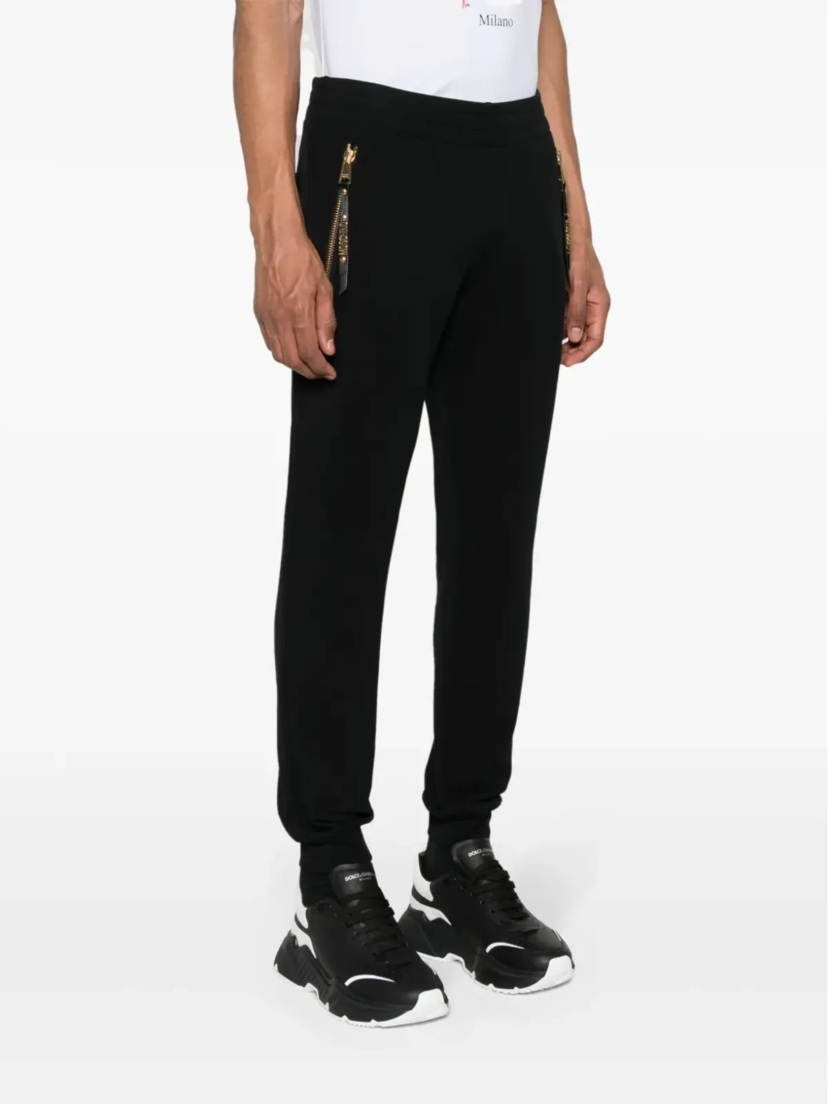Moschino ロゴ文字入り コットン トラックパンツ ブラック - 画像3
