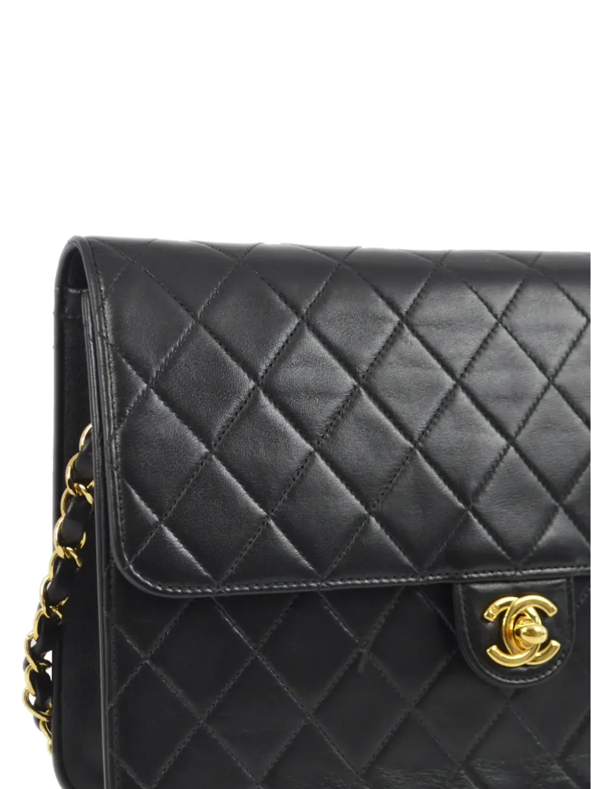 CHANEL ビンテージ 2000年頃 中型 ハーフフラップ ショルダーバッグ ブラック - 画像3
