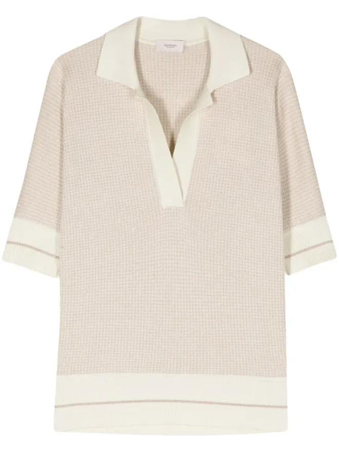 Agnona Agnona ハウンドトゥース柄 ポロシャツの商品画像