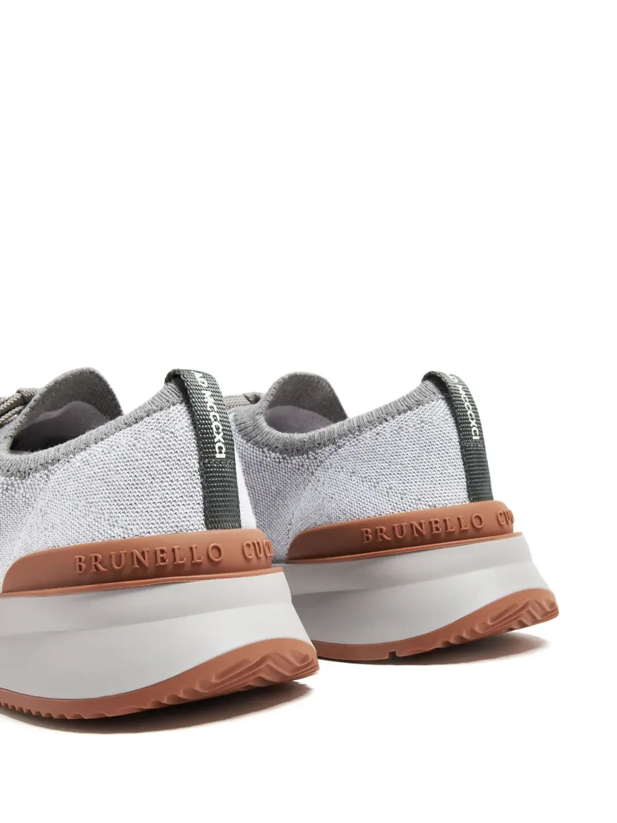 Brunello Cucinelli メランジ風ニットスニーカー グレー - 画像2