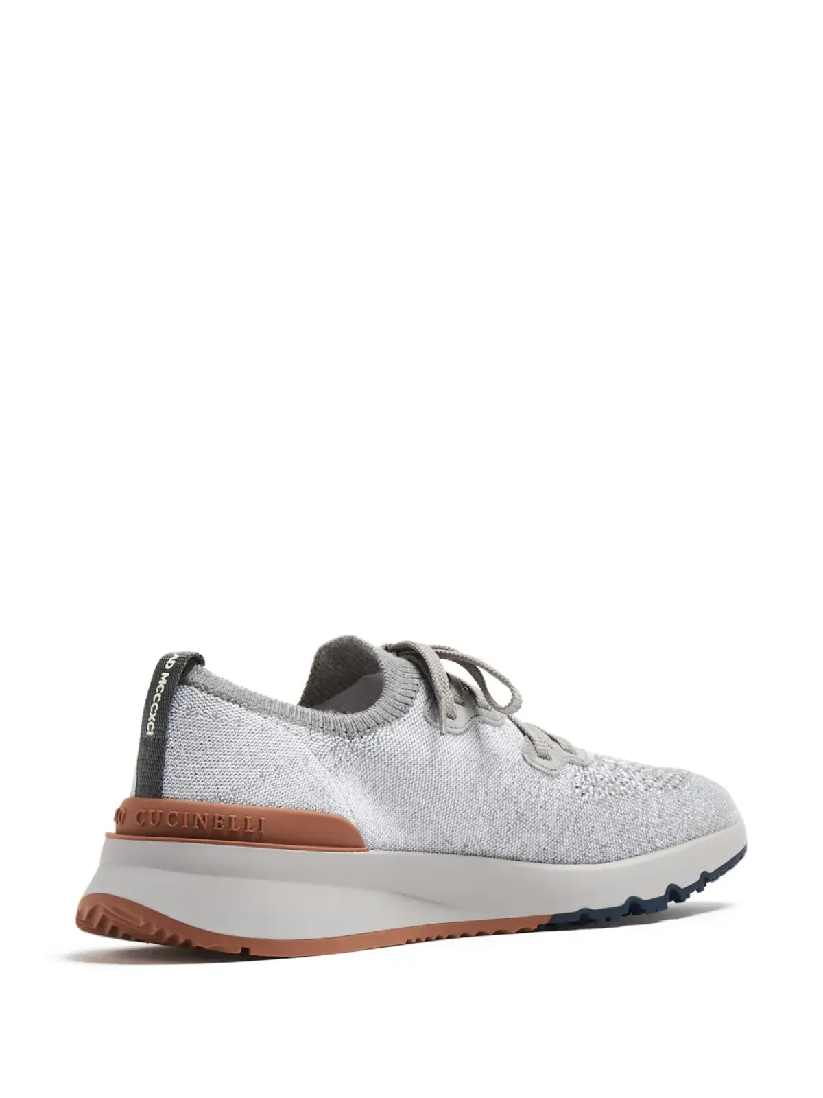 Brunello Cucinelli メランジ風ニットスニーカー グレー - 画像3