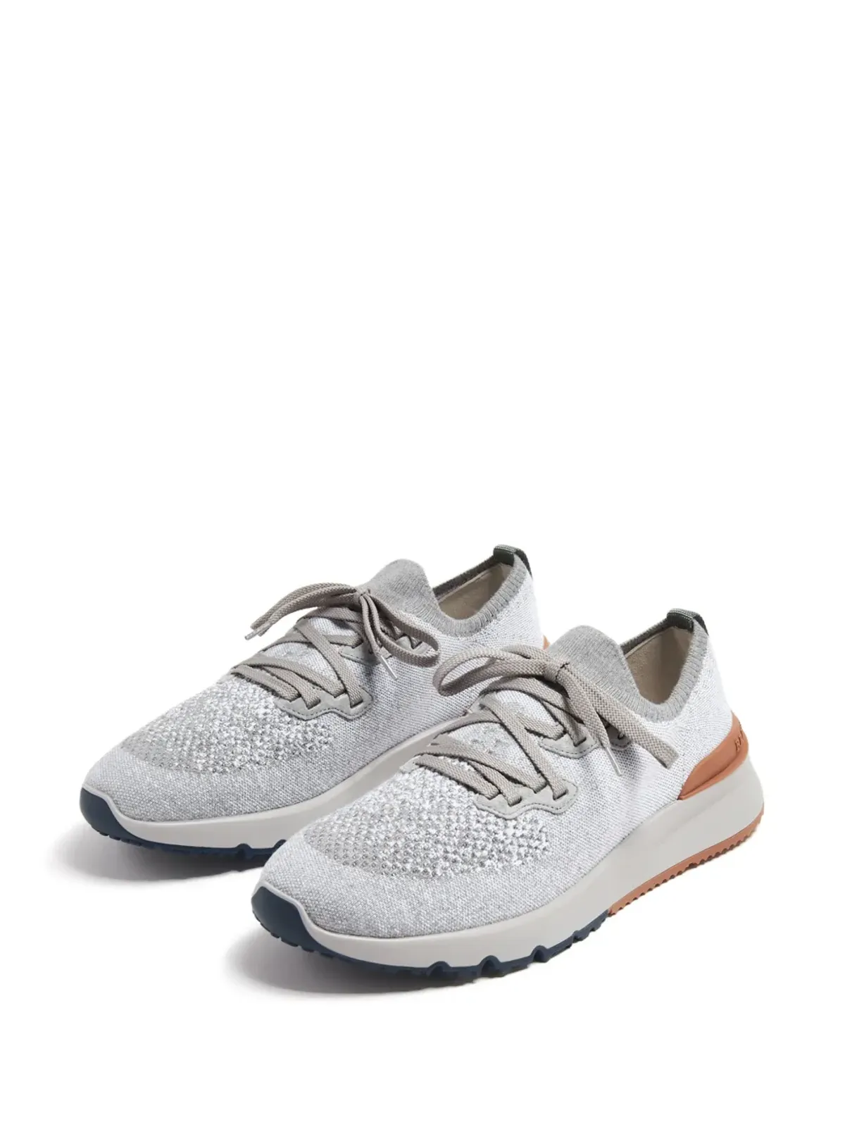 Brunello Cucinelli メランジ風ニットスニーカー グレー - 画像4
