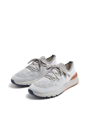 Brunello Cucinelli メランジ風ニットスニーカー グレー - サムネイル4
