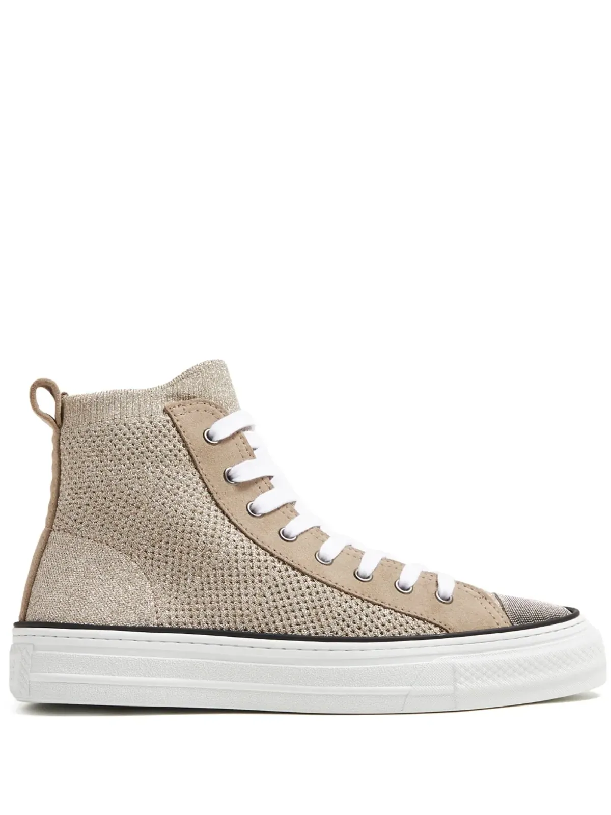 Brunello Cucinelli Monili装飾のメタリックニットスニーカー - ナチュラル - 画像1