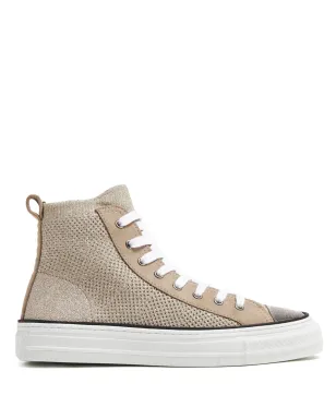 Brunello Cucinelli Monili装飾のメタリックニットスニーカー - ナチュラル - サムネイル1