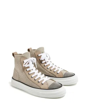 Brunello Cucinelli Monili装飾のメタリックニットスニーカー - ナチュラル - サムネイル2
