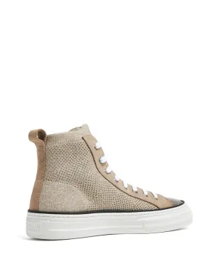 Brunello Cucinelli Monili装飾のメタリックニットスニーカー - ナチュラル - サムネイル3