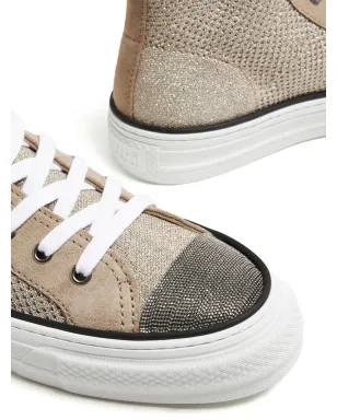 Brunello Cucinelli Monili装飾のメタリックニットスニーカー - ナチュラル - サムネイル4