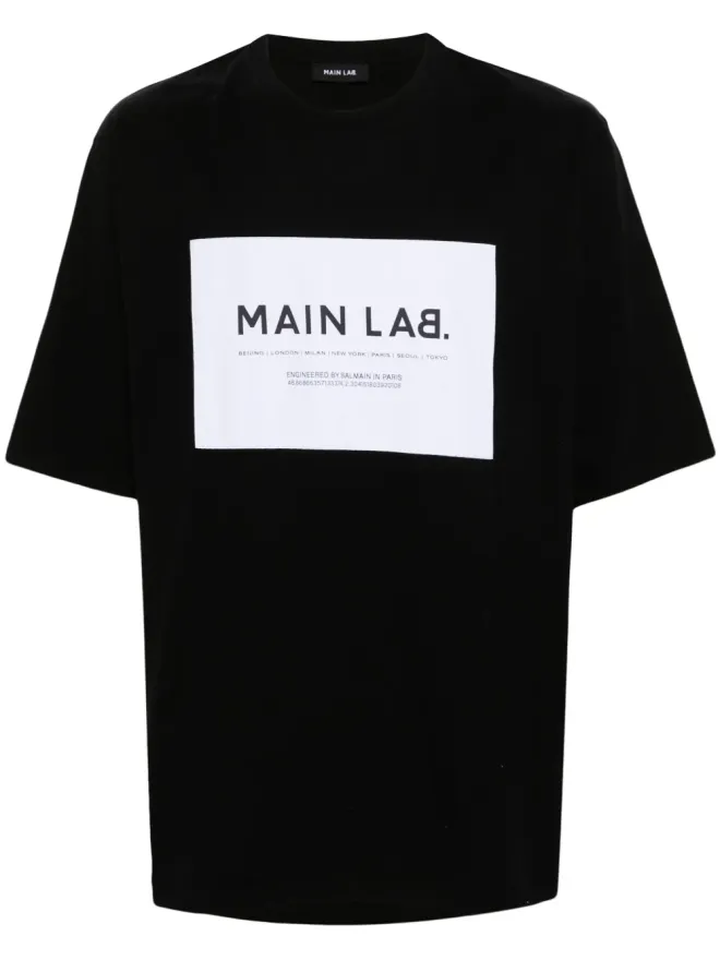 BALMAIN Balmain スローガンパッチ コットン Tシャツ - ブラックの商品画像