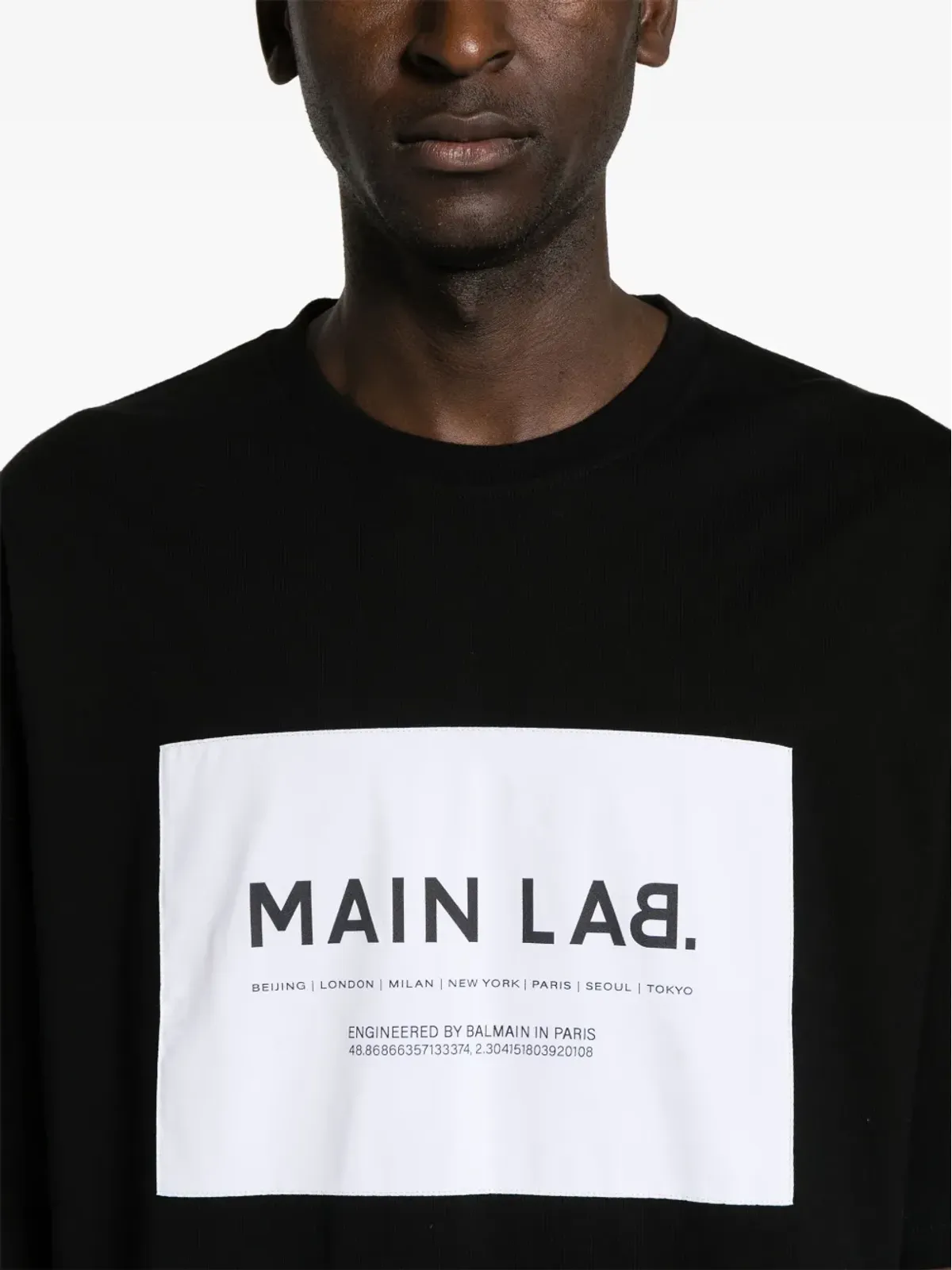 Balmain スローガンパッチ コットン Tシャツ - ブラック - 画像5