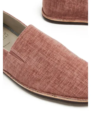 Brunello Cucinelli ラウンドトゥ キャンバス ローファー - レッド - サムネイル4