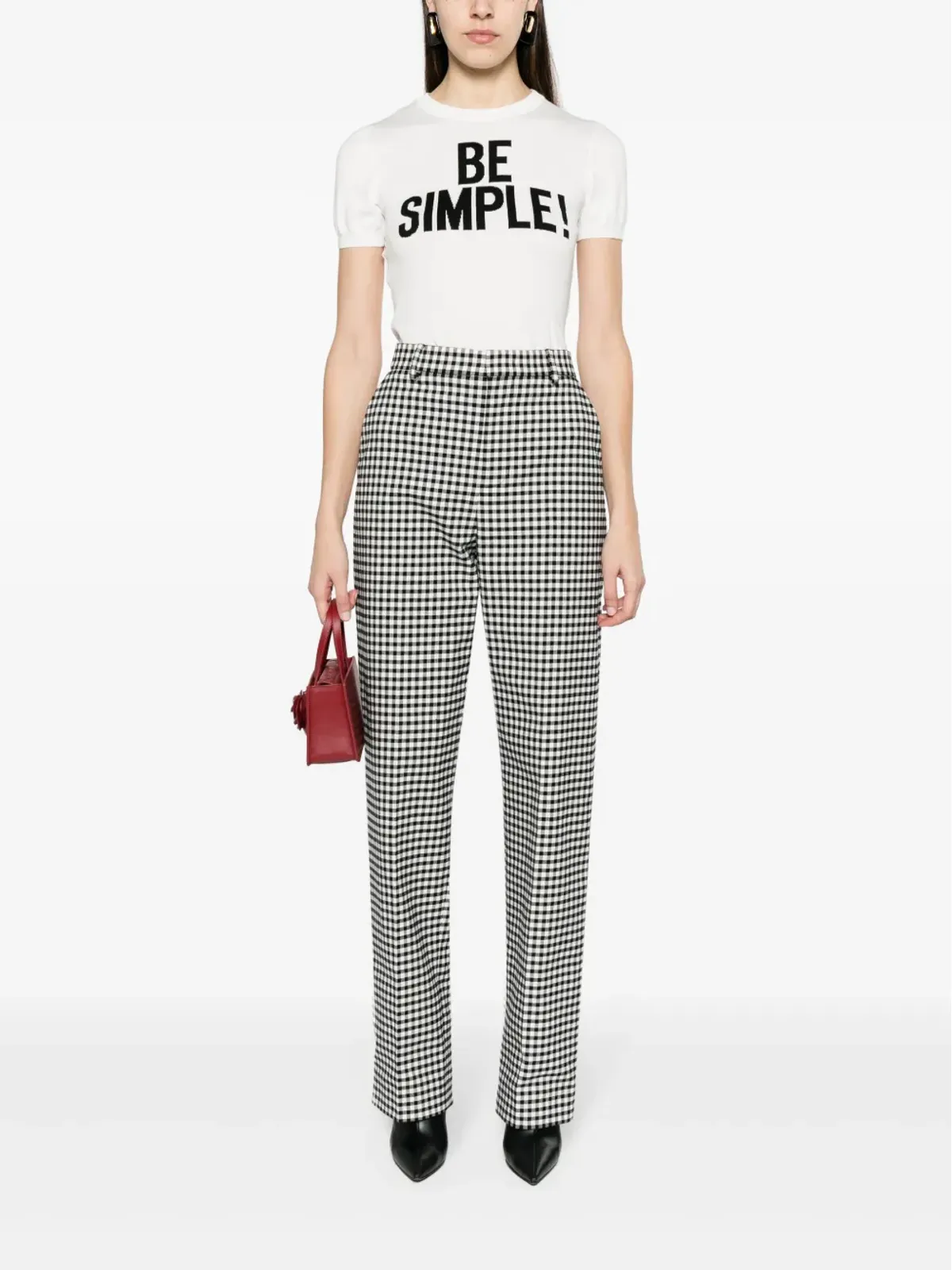 Moschino スローガン入りインターシアニット コットンセーター - ホワイト - 画像2