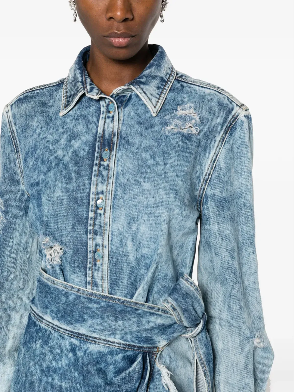 Moschino ラップ風デニムドレス（ダメージ加工・ブルー） - 画像5