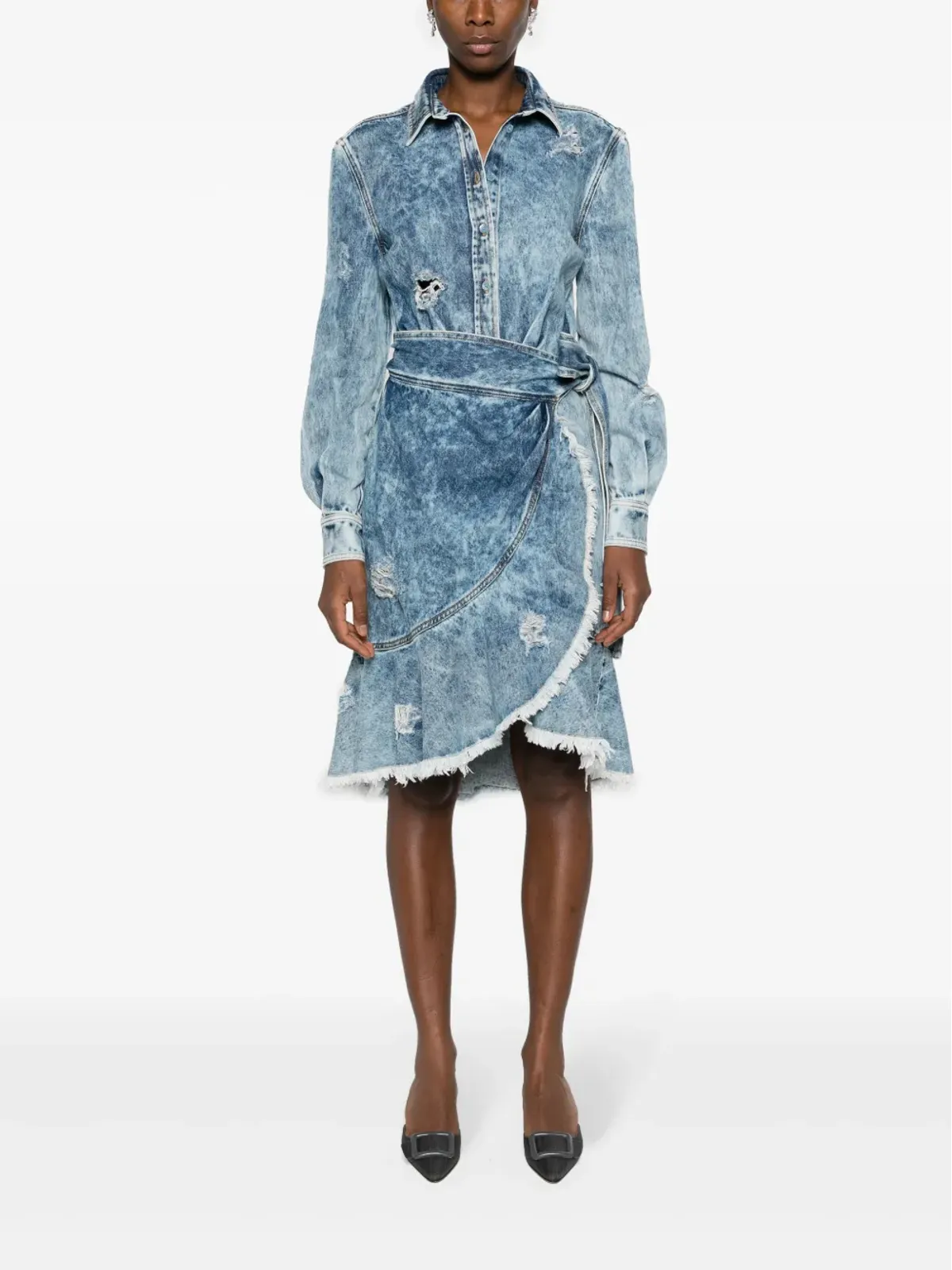 Moschino ラップ風デニムドレス（ダメージ加工・ブルー） - 画像2