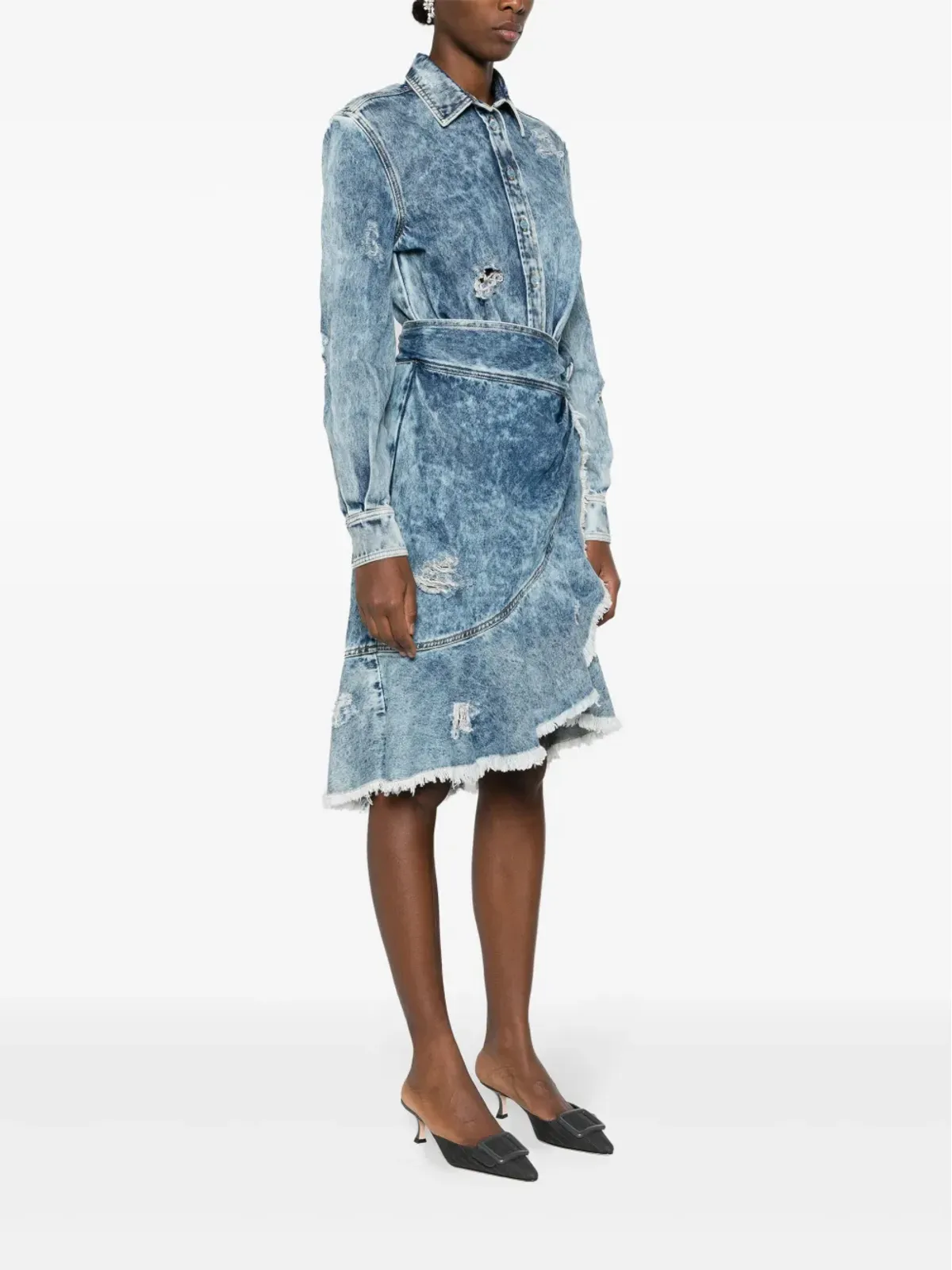 Moschino ラップ風デニムドレス（ダメージ加工・ブルー） - 画像3
