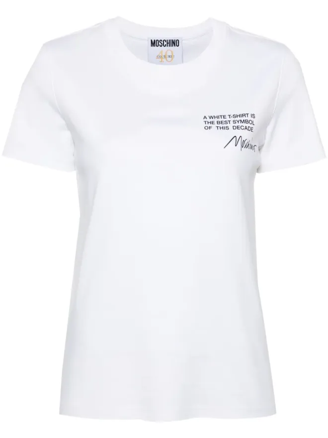 Moschino Moschino ロゴプリント オーガニックコットン Tシャツ - ホワイトの商品画像