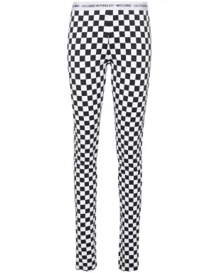 Moschino チェッカーボード柄フレアパンツ - ホワイト - サムネイル1