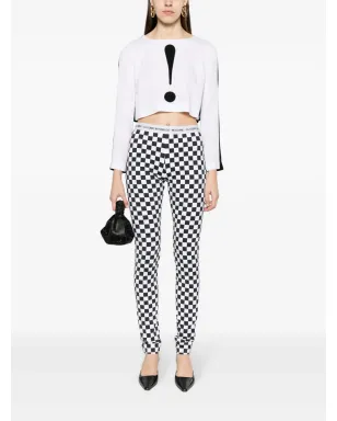 Moschino チェッカーボード柄フレアパンツ - ホワイト - サムネイル2