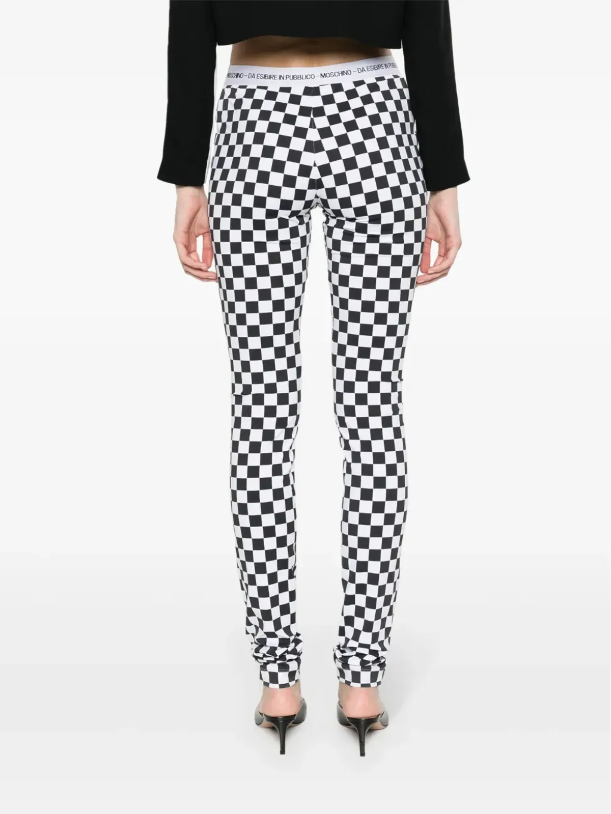 Moschino チェッカーボード柄フレアパンツ - ホワイト - 画像4
