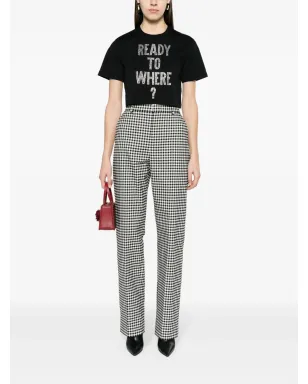Moschino テキスト刺繍入り クロップドTシャツ - ブラック - サムネイル2