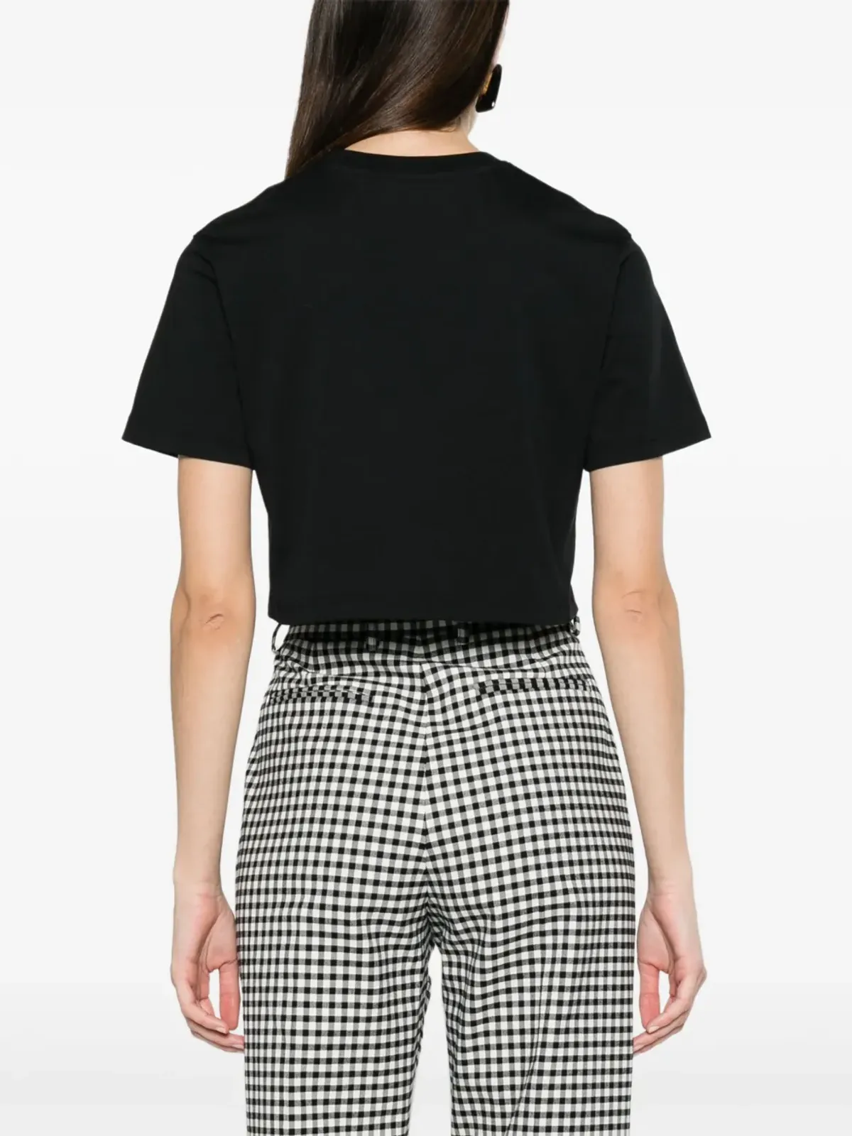 Moschino テキスト刺繍入り クロップドTシャツ - ブラック - 画像4