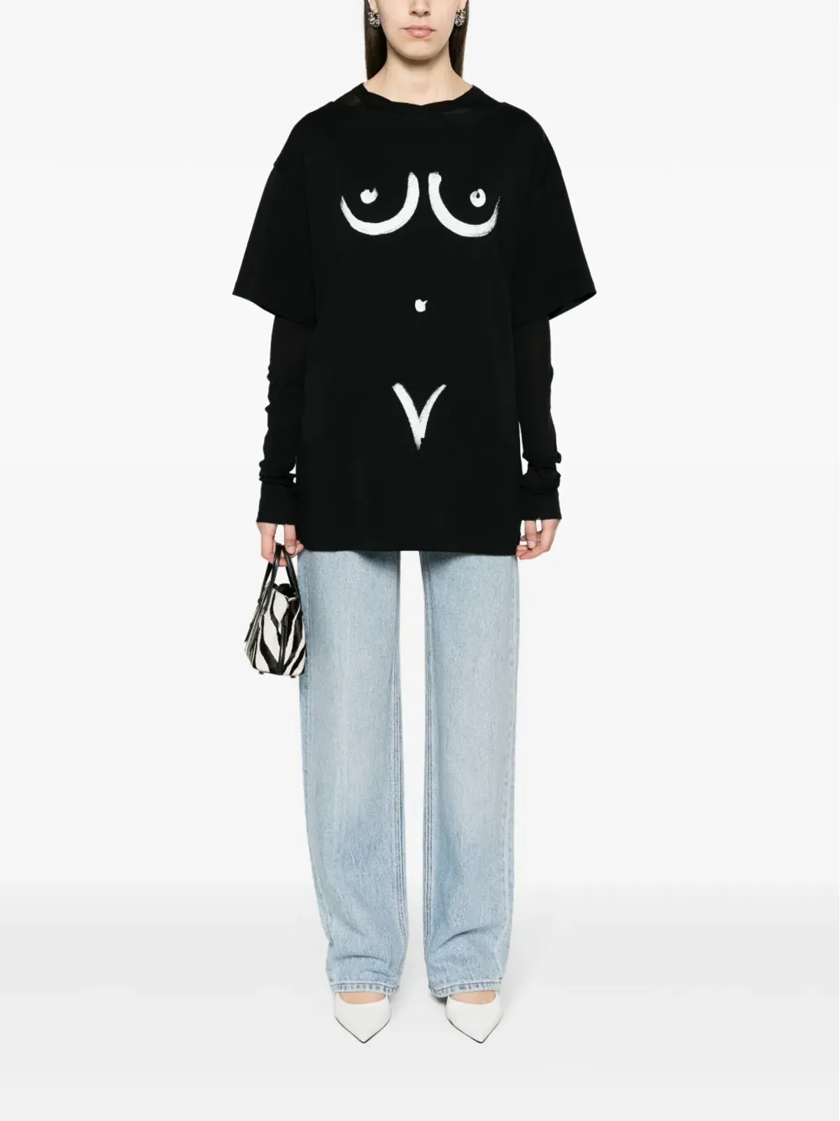 Moschino モチーフプリント コットン Tシャツ ブラック - 画像2