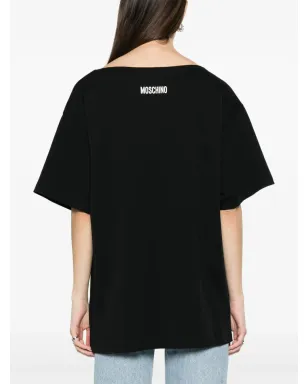 Moschino モチーフプリント コットン Tシャツ ブラック - サムネイル4