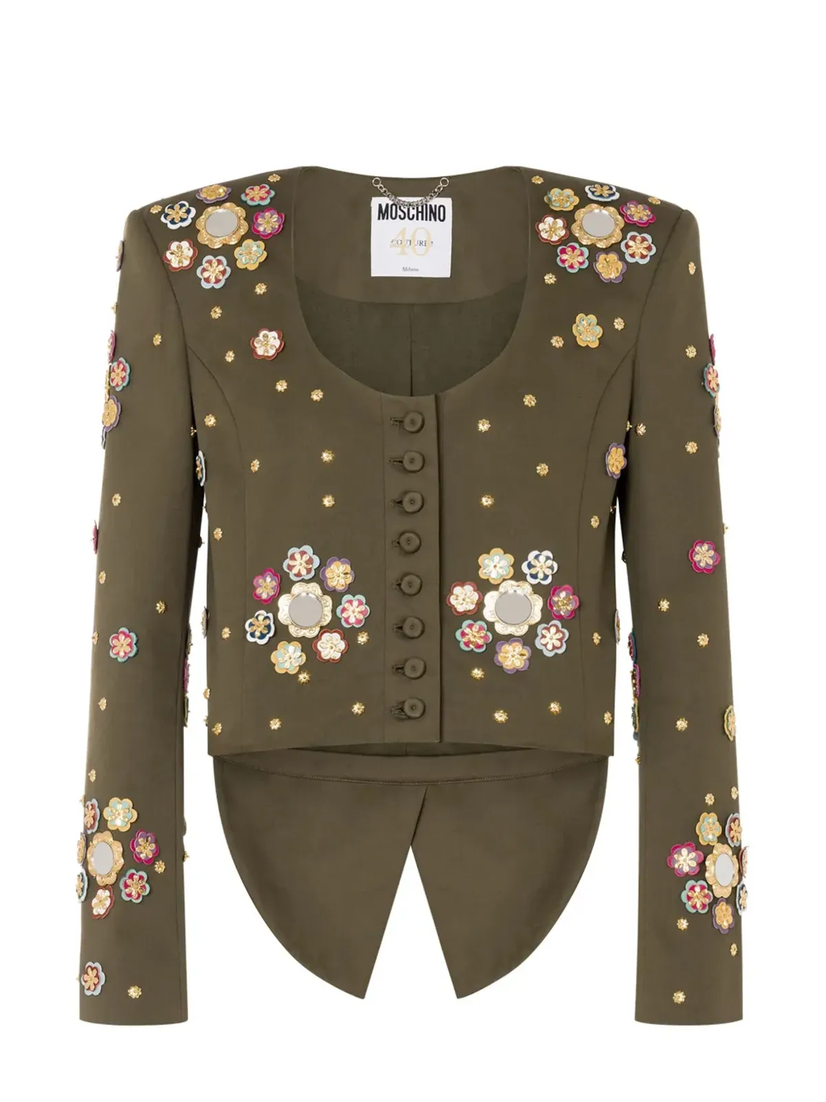 Moschino フローラルアップリケ付きクロップドジャケット - 画像1